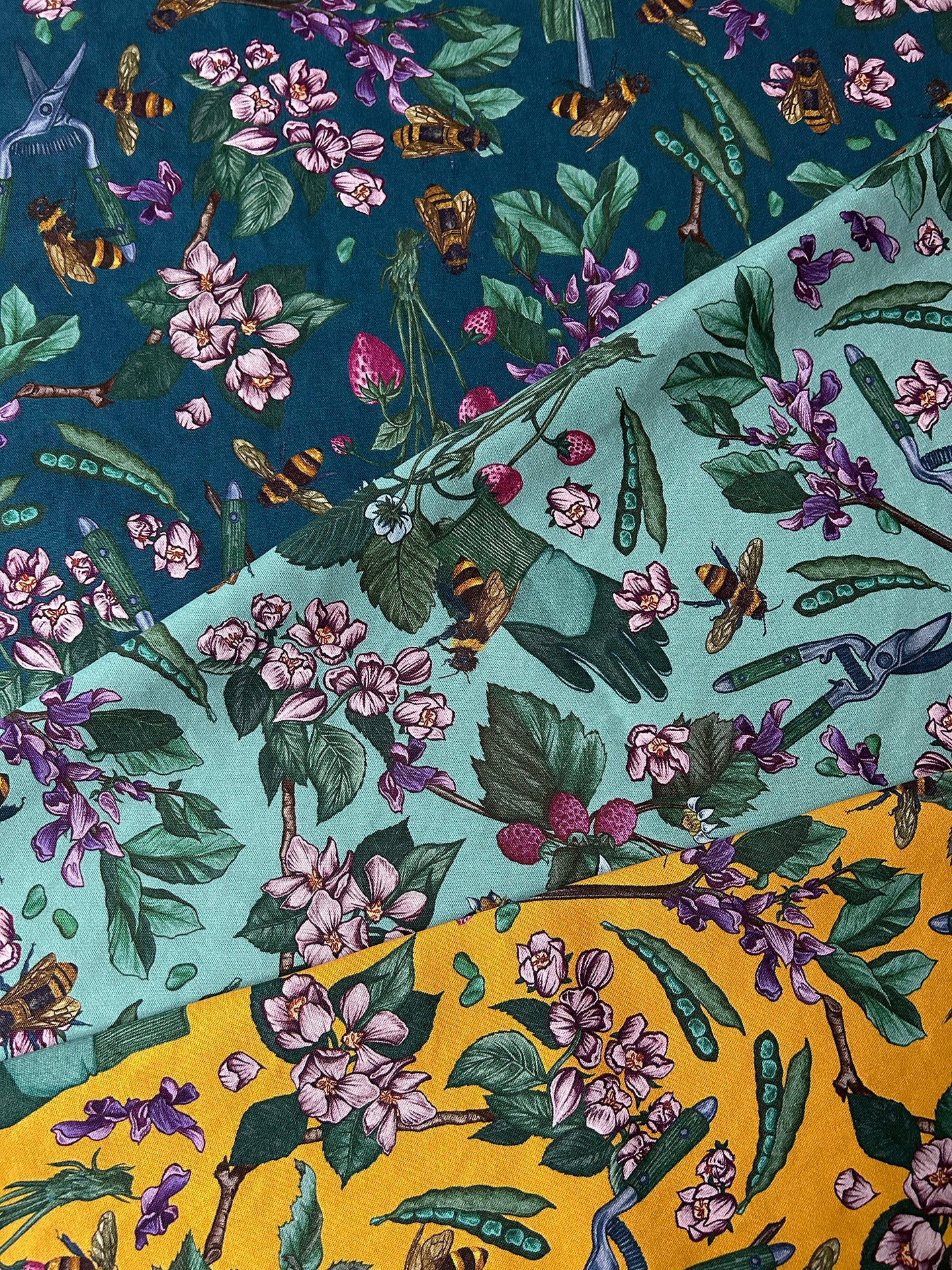 Signature Bee Teal Furnishing Fabric