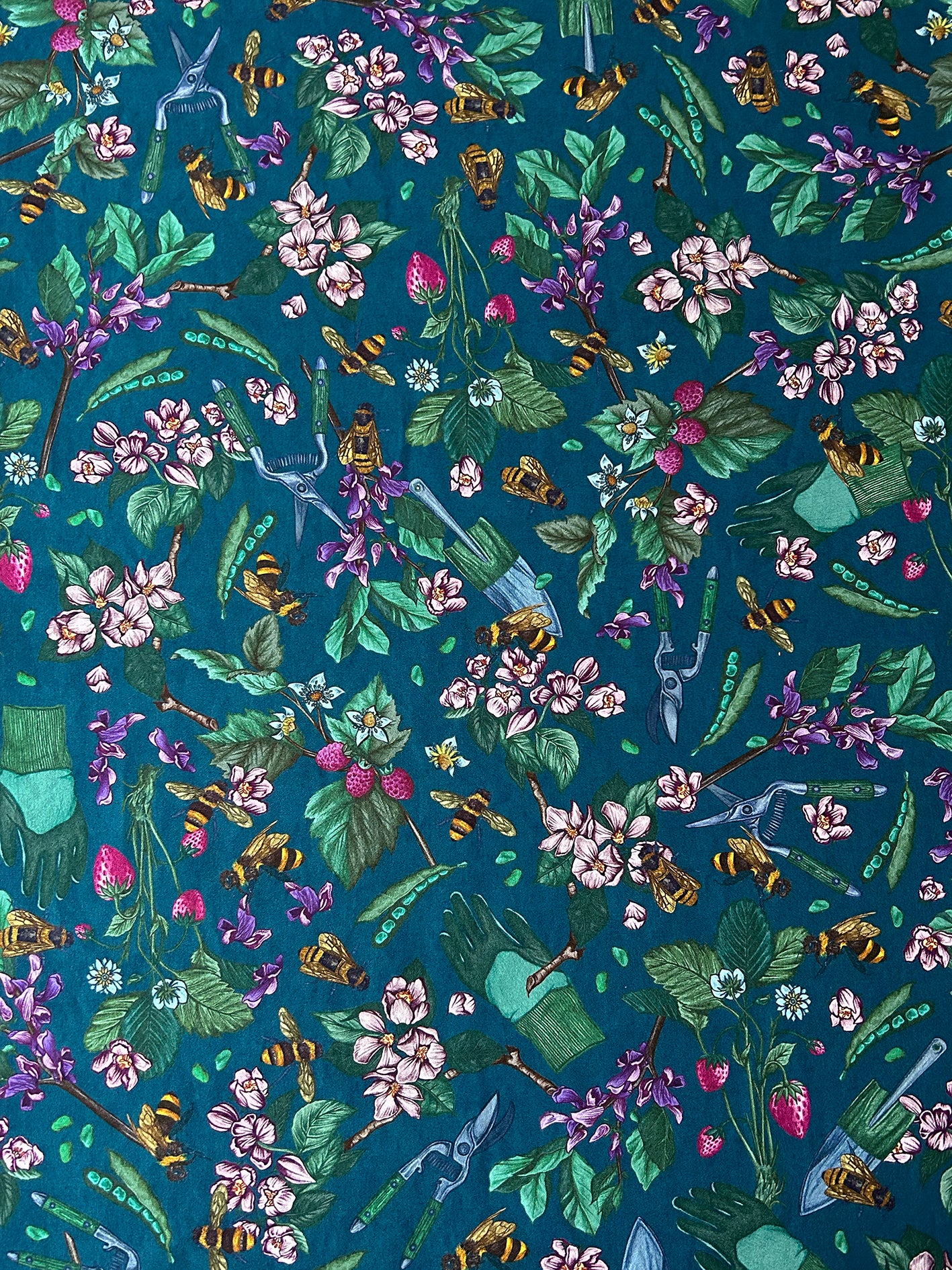 Signature Bee Teal Furnishing Fabric