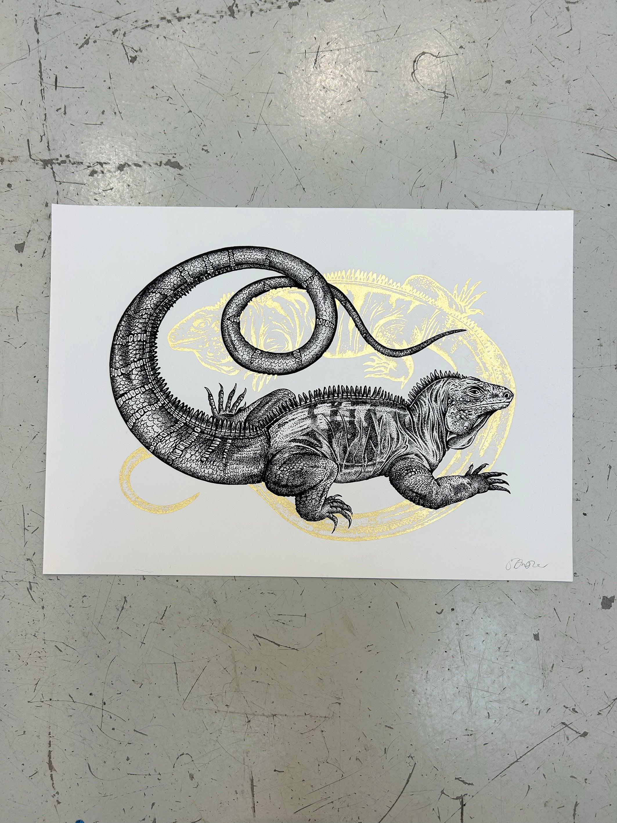 BLUE IGUANA - ORIGINAL DRAWING