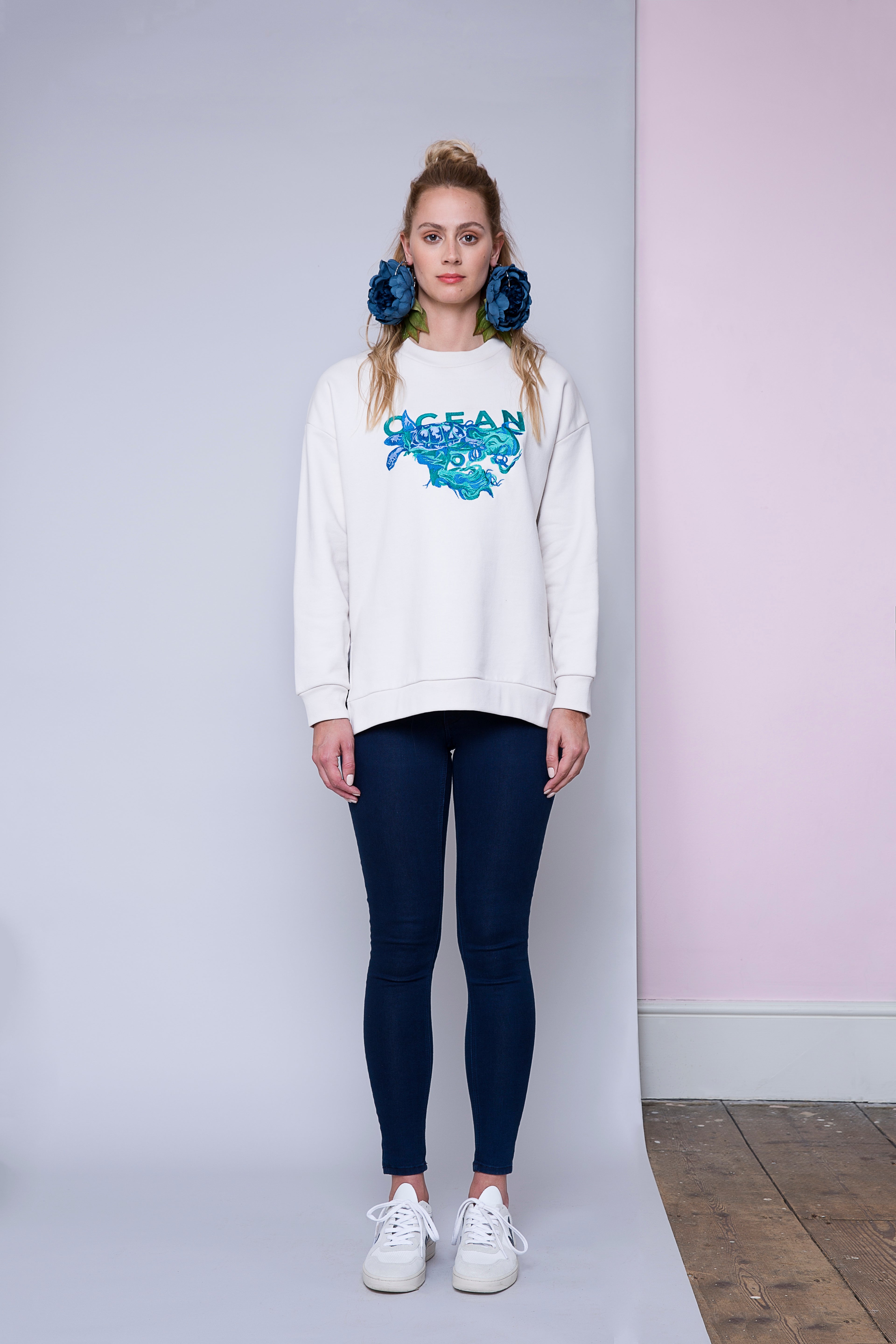 Ocean Embroidered Sweatshirt - SAMPLE